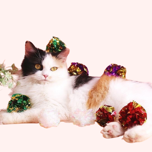 Jouet pour chat balle en papier bruissante multicolore